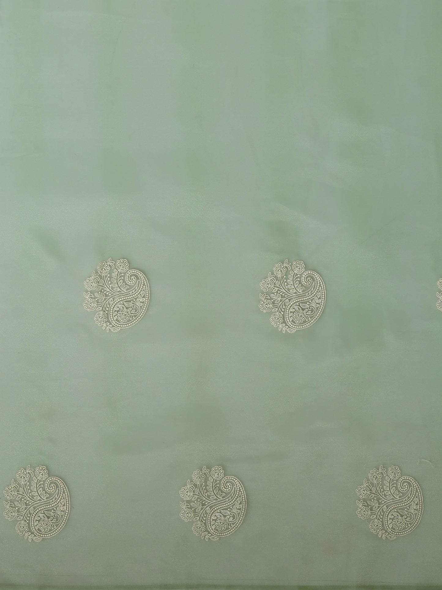 Women's Organza Olive Embroidered Designer Saree With Blouse Piece