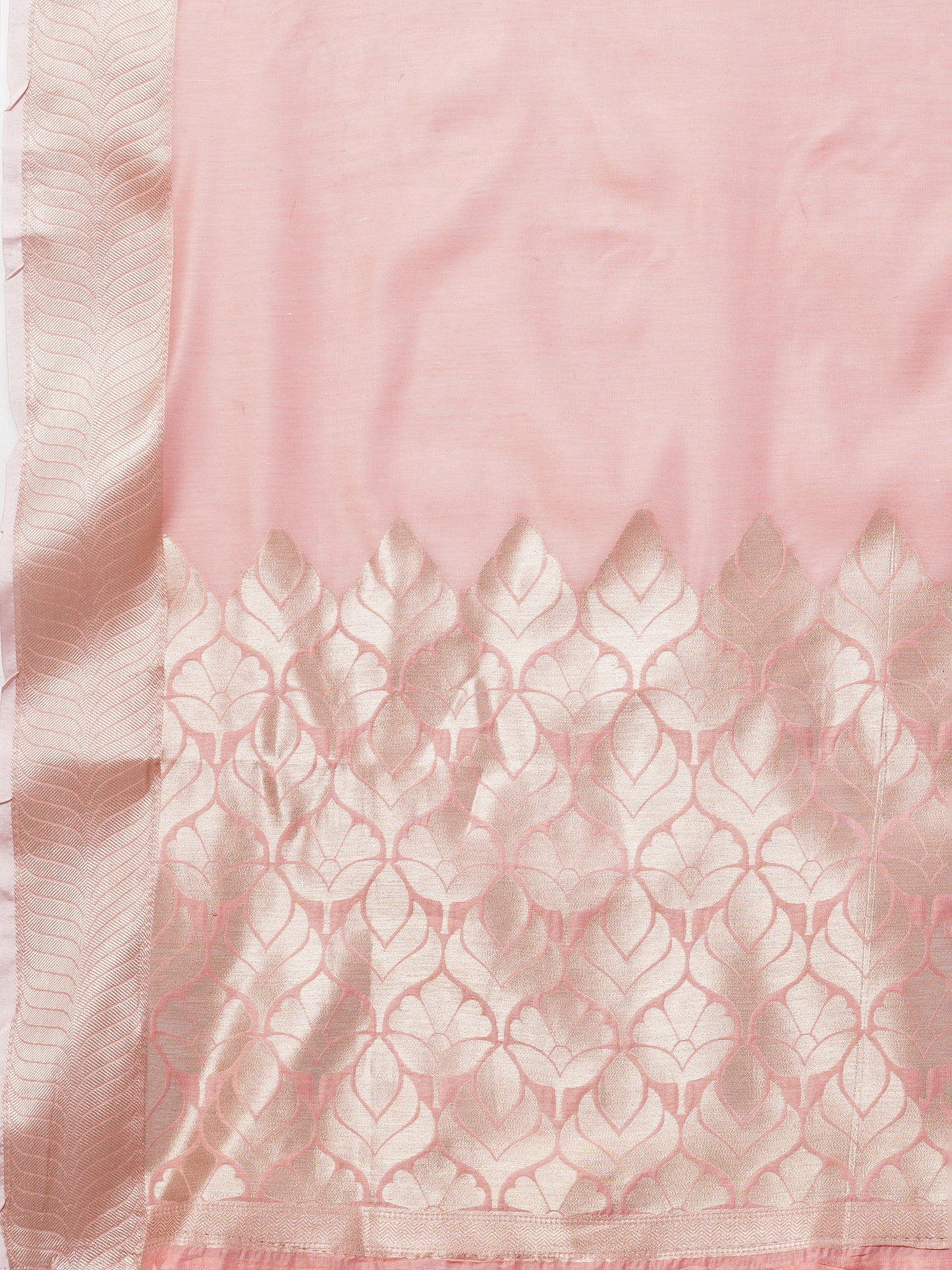 Women's Linen Blend Pink Woven Design Celebrity Saree With Blouse Piece
