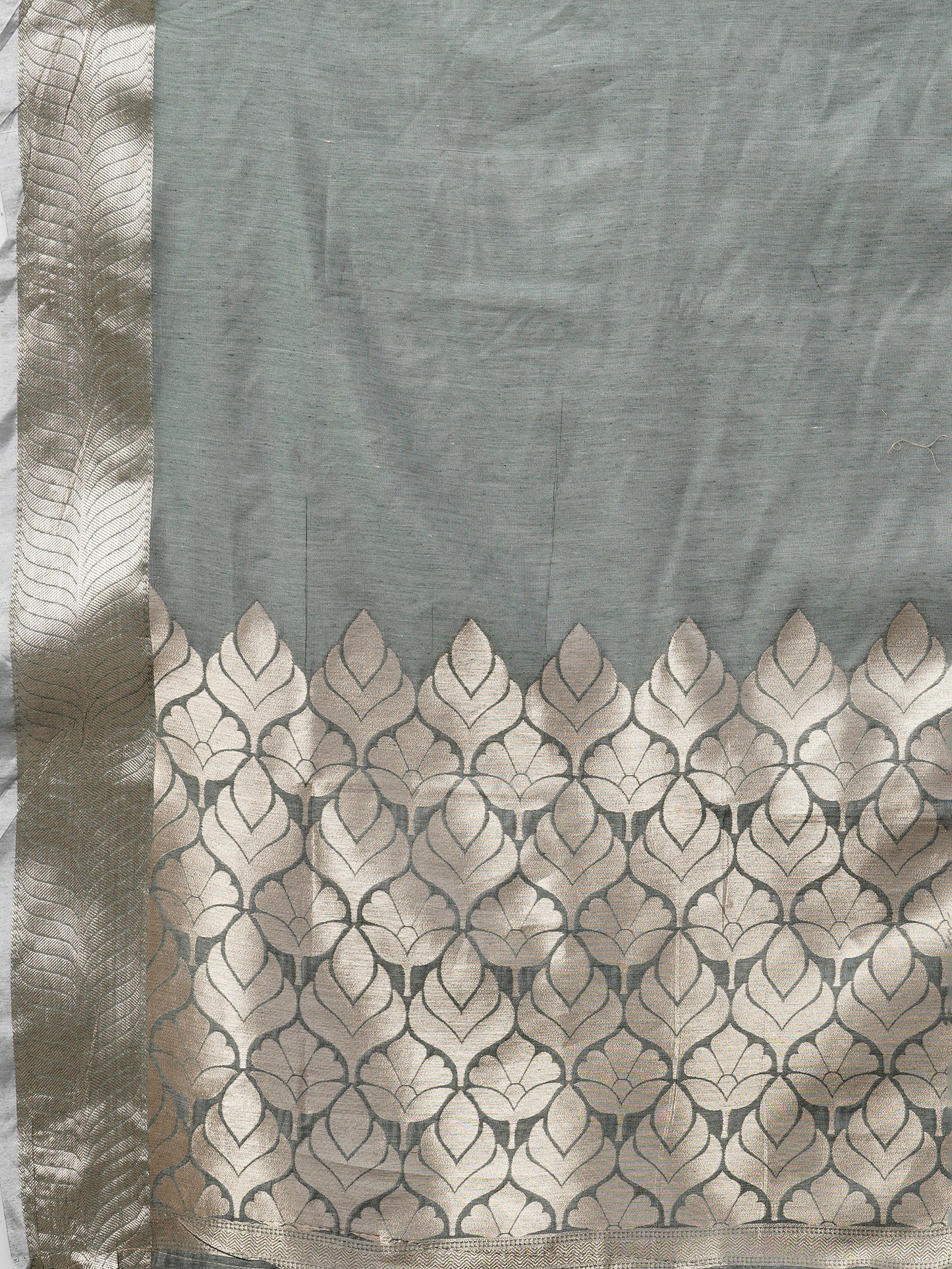 Women's Linen Blend Sea Green Woven Design Celebrity Saree With Blouse Piece