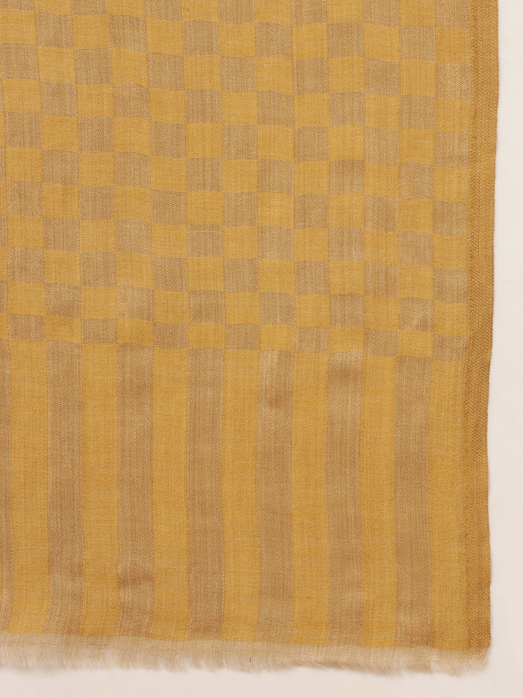 Dhiyona PA Checked Zari Reversible Fringed Shawl