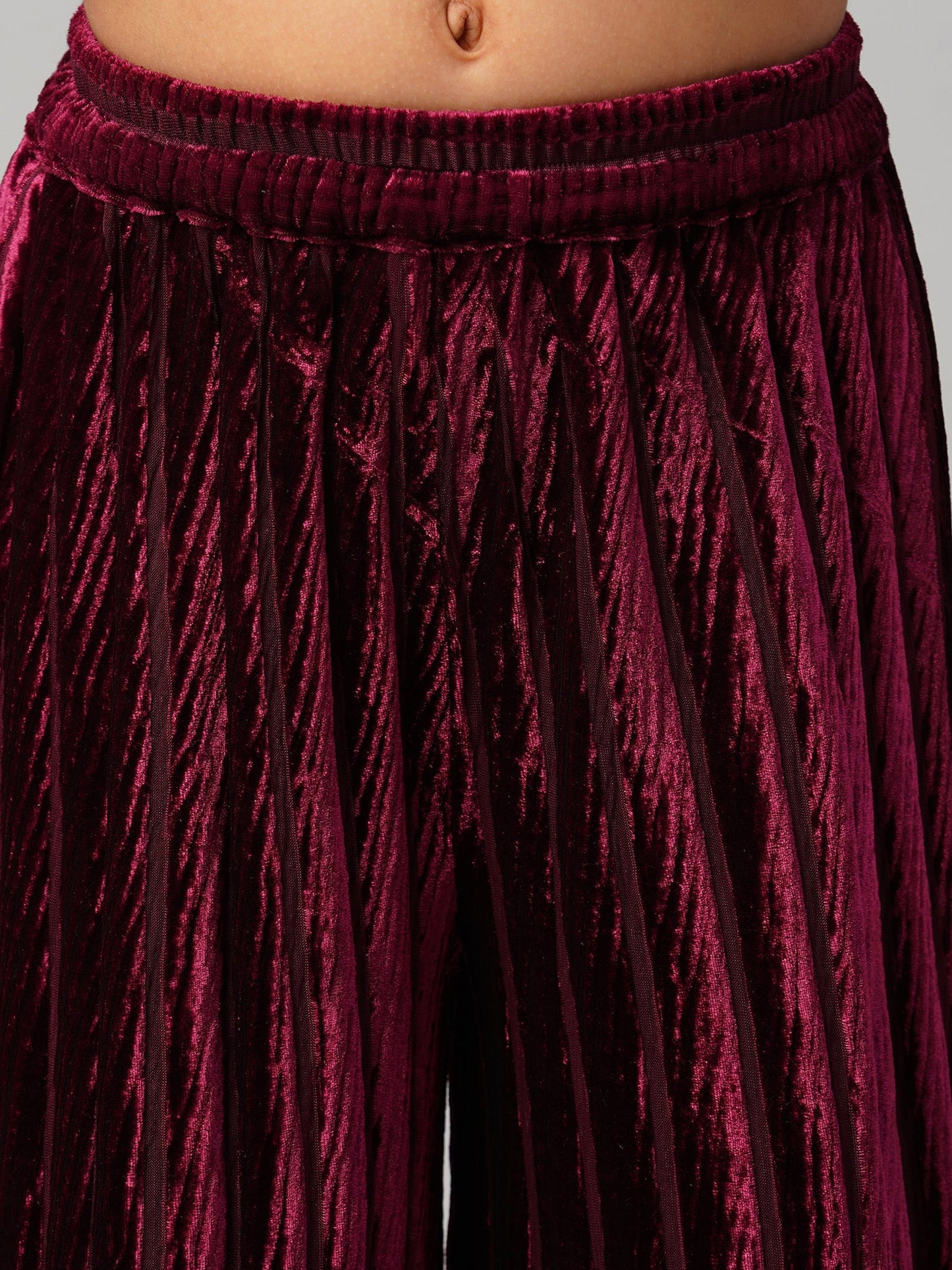 Glam up Girls Maroon Pant with sequins Top Party Girls Co-ordinate set