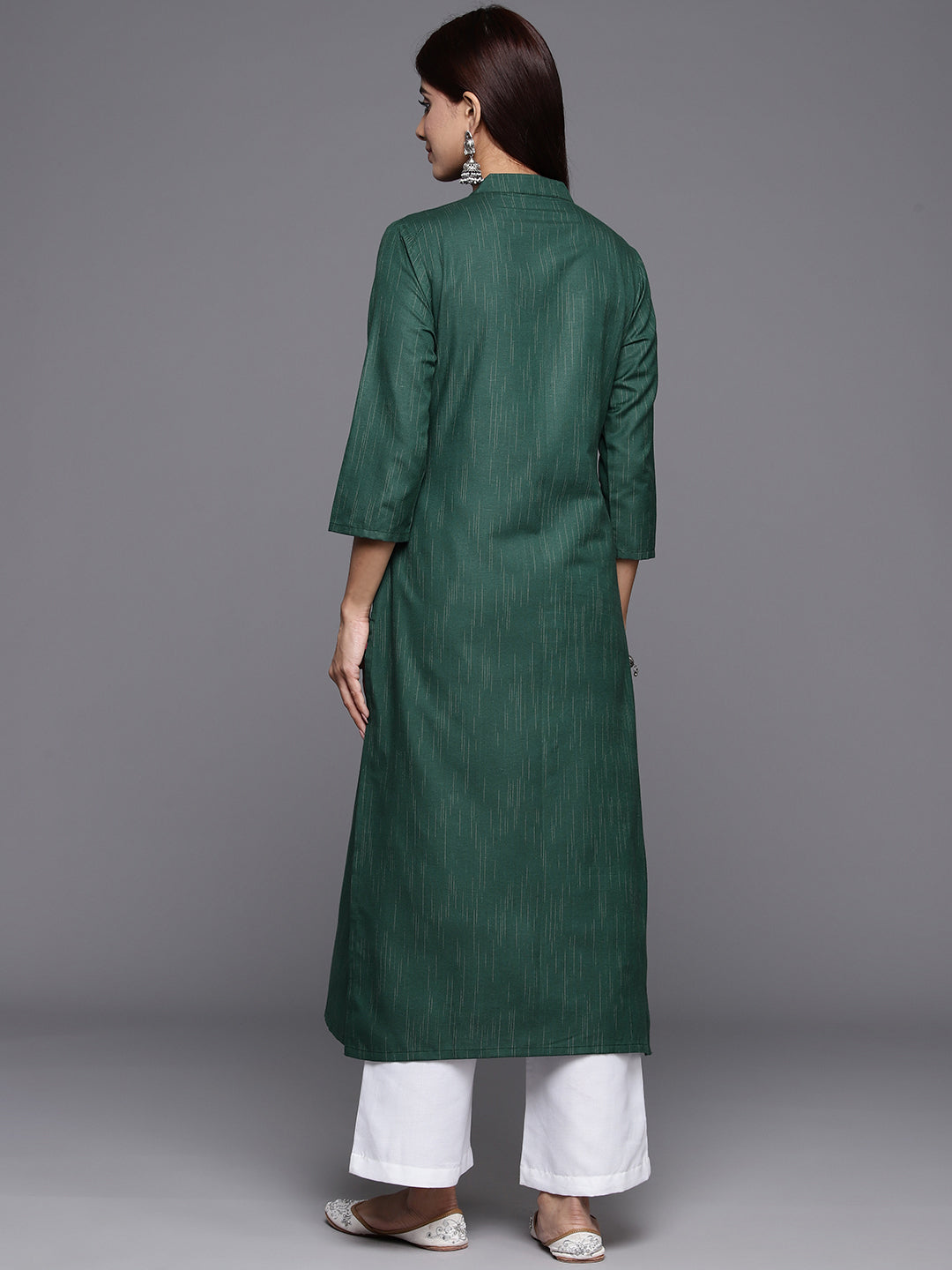 Dhiyona VR Women's Sea Green Woven Straight Kurta