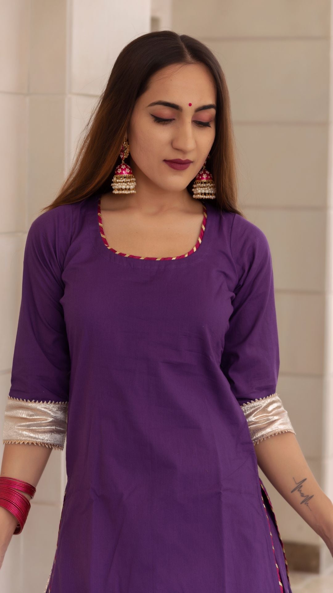 Falguni Purple Kurta Skirt Set