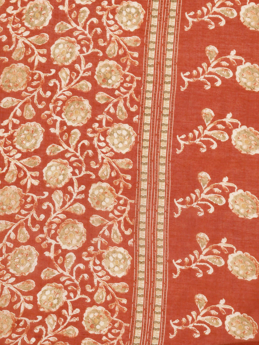Dhiyona VR Women's Rust Floral Printed Kurta Paired With Bottom & Dupatta