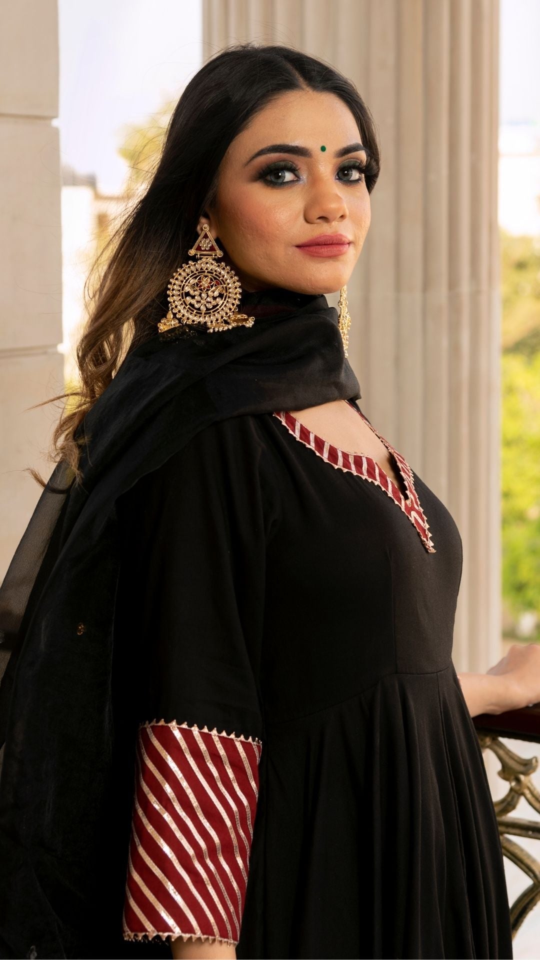 Hina Black And Maroon Anarkali Set
