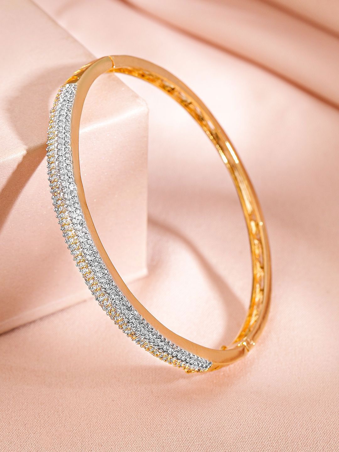 Dhiyona RJ Women's 22K Gold Plated Cubic Zirconia Bangles Style Bracelet