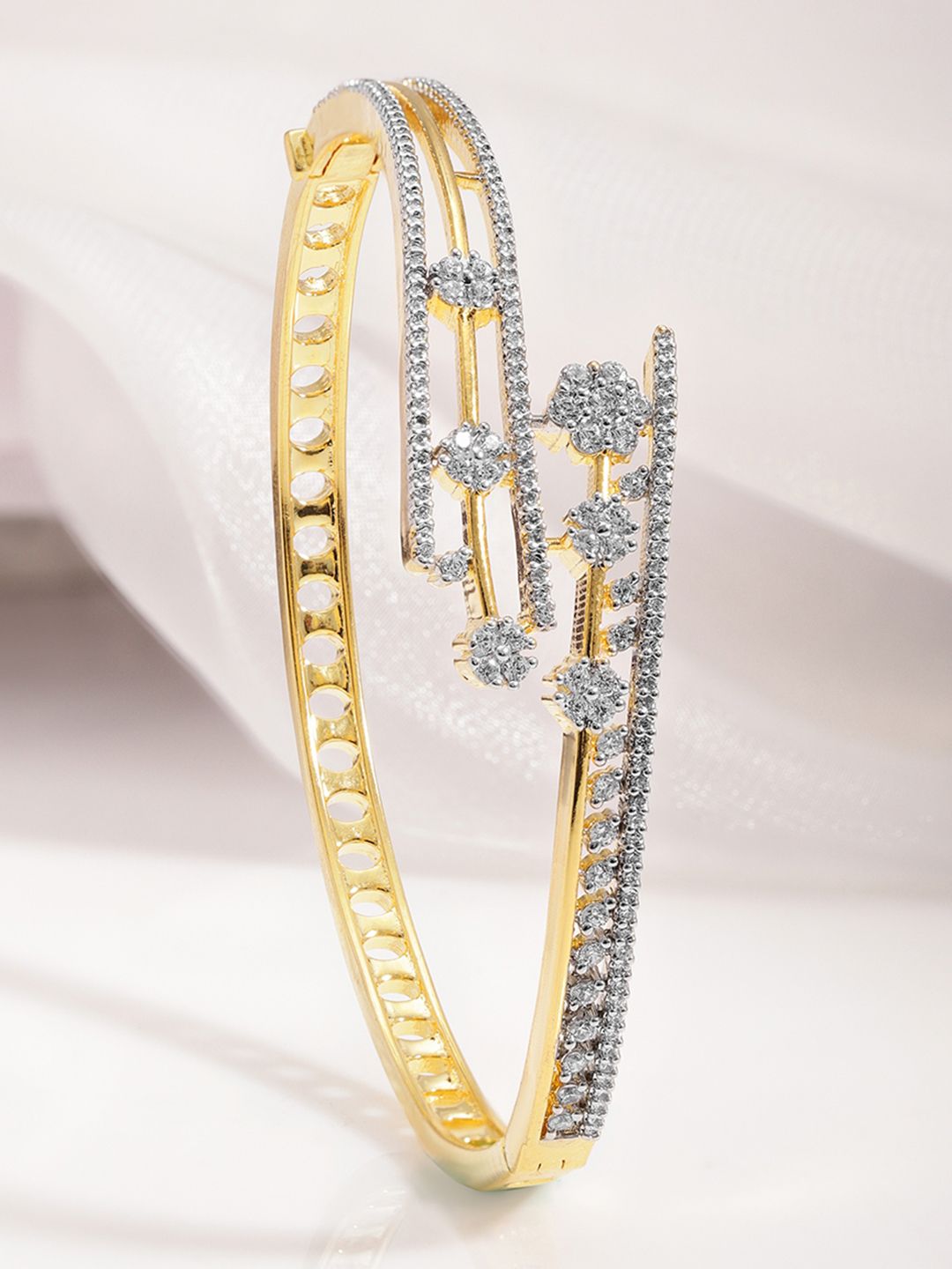 Dhiyona RJ Women's 22KT Gold-Plated Cubic Zirconia Studded Bangle-Style Bracelet
