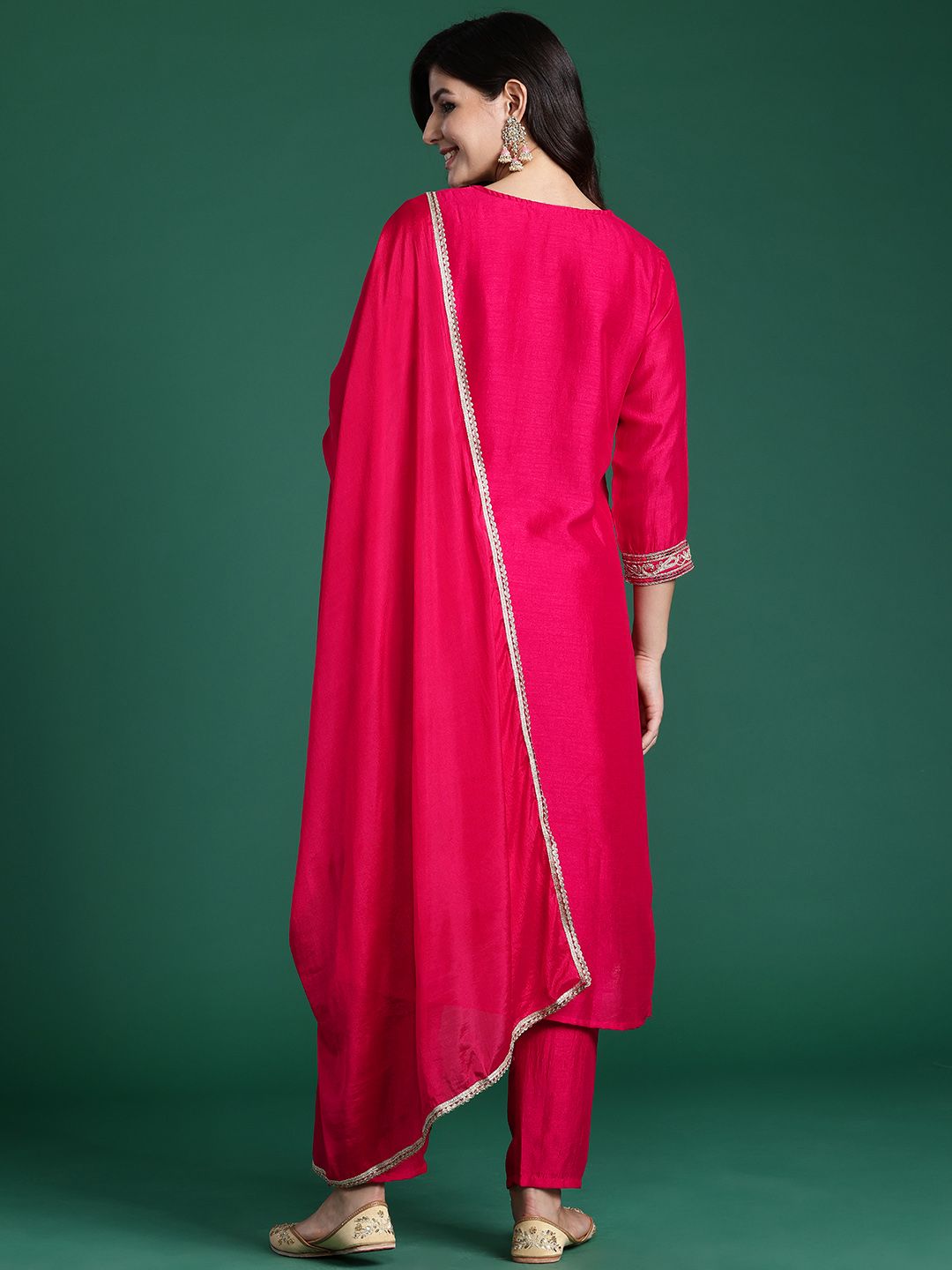 Women Paisley Embroidered Regular Kurta with Trousers & With Dupatta