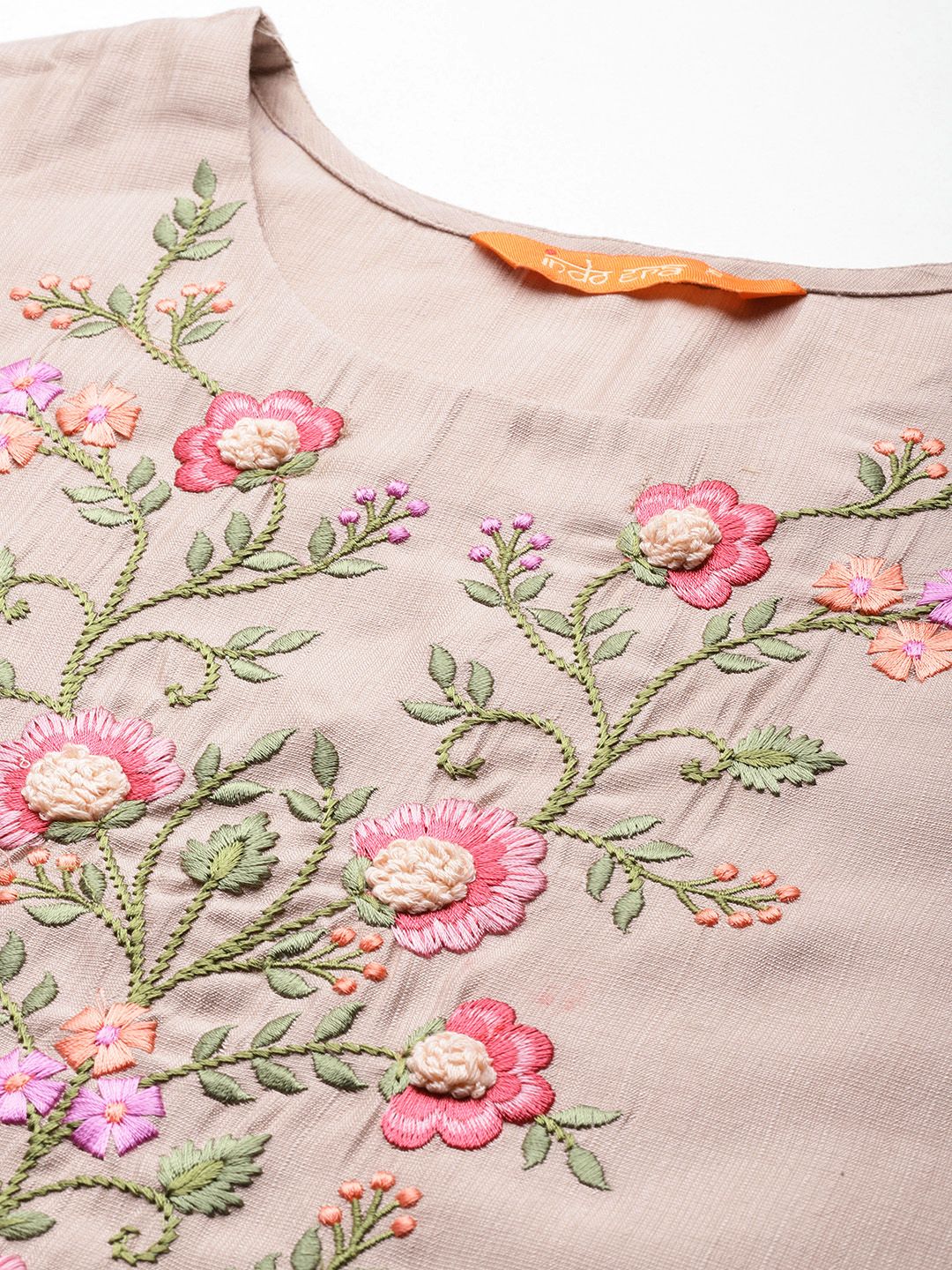 Dhiyona IE Floral Embroidered Thread Work Kurta with Trousers & With Dupatta