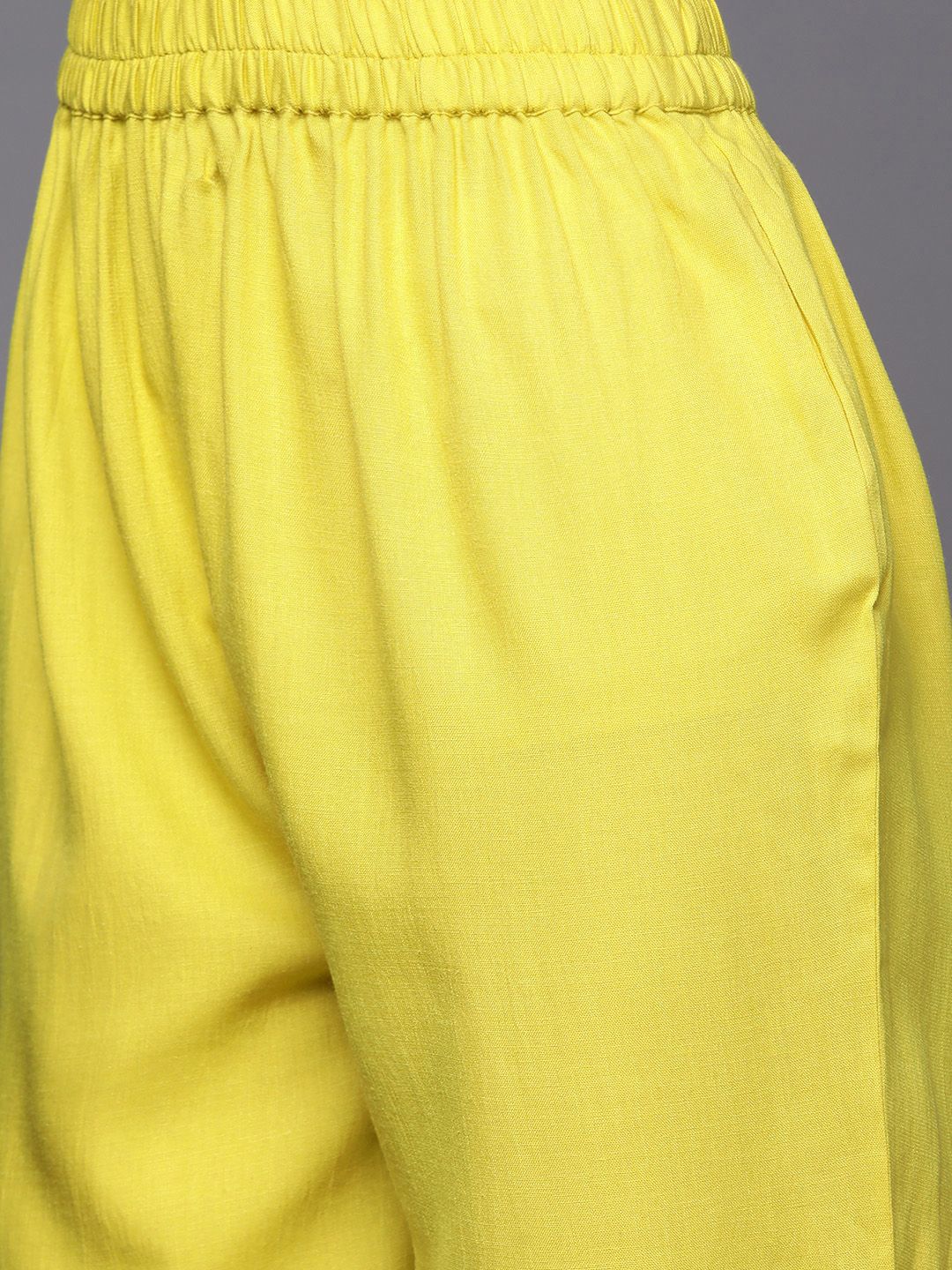 Dhiyona VA Women's Lime Green Yoke Design Thread Work Kurta with Trousers & Dupatta