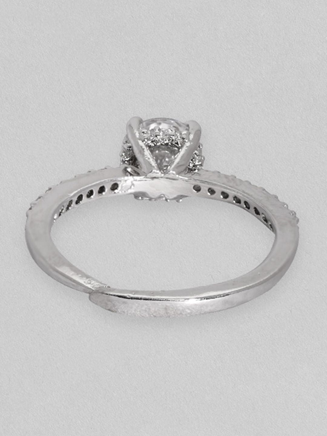 Dhiyona RJ Women's Rhodium-Plated CZ-Studded Finger Ring