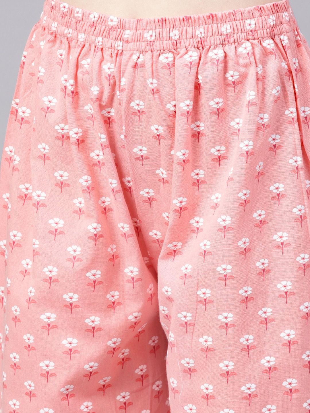 Dhiyona IS Women's Women Pink & White Printed Kurta with Palazzos