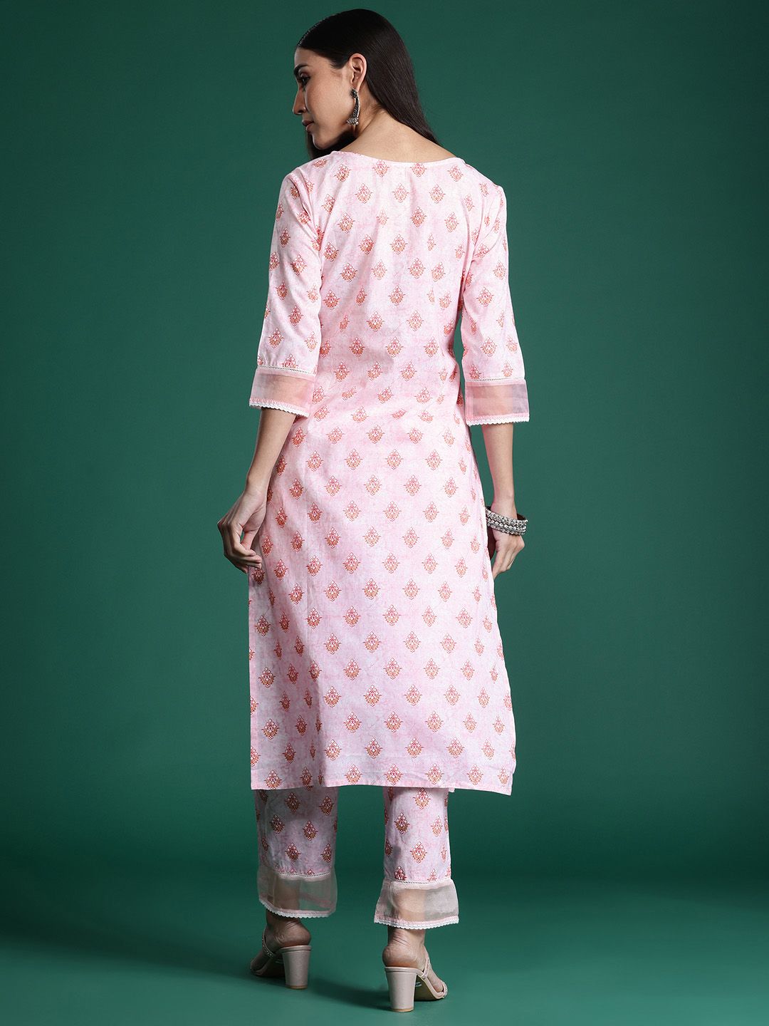 Dhiyona IE Floral Printed Pure Cotton Kurta with Trousers