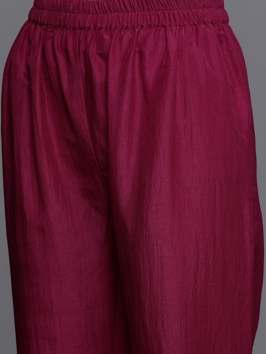 Dhiyona VA Women's Magenta Yoke Design Kurta with Trousers & With Dupatta
