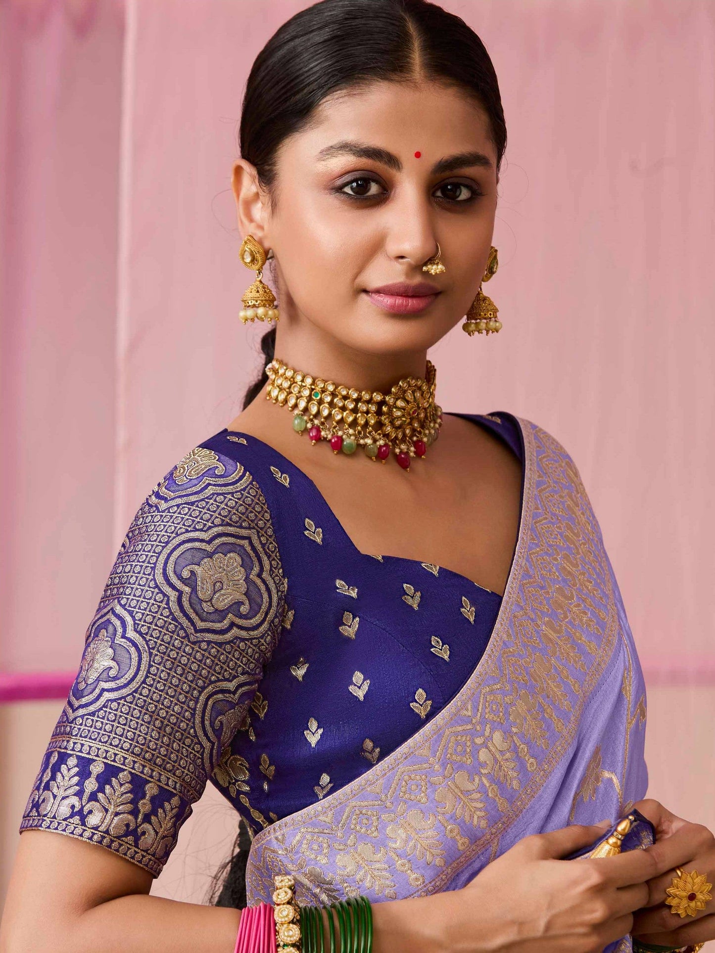 Dhiyona KM Women Lavender Dola Silk Saree