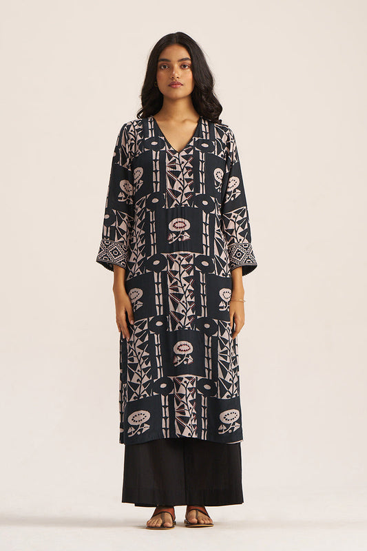 Women's Black Cotton Kurta
