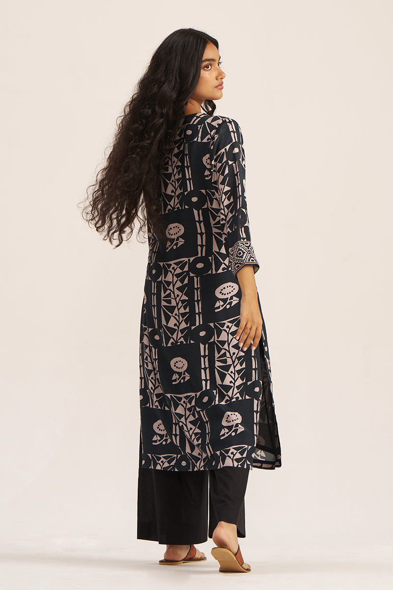 Women's Black Cotton Kurta