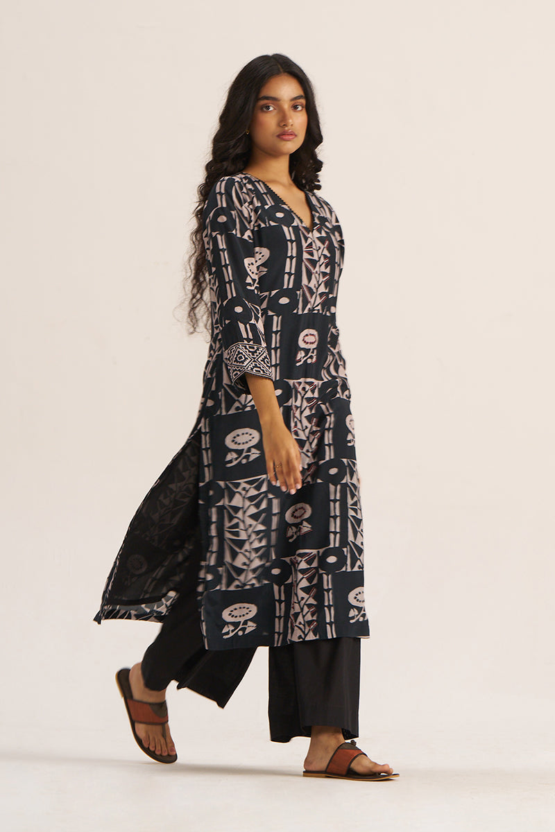 Women's Black Cotton Kurta