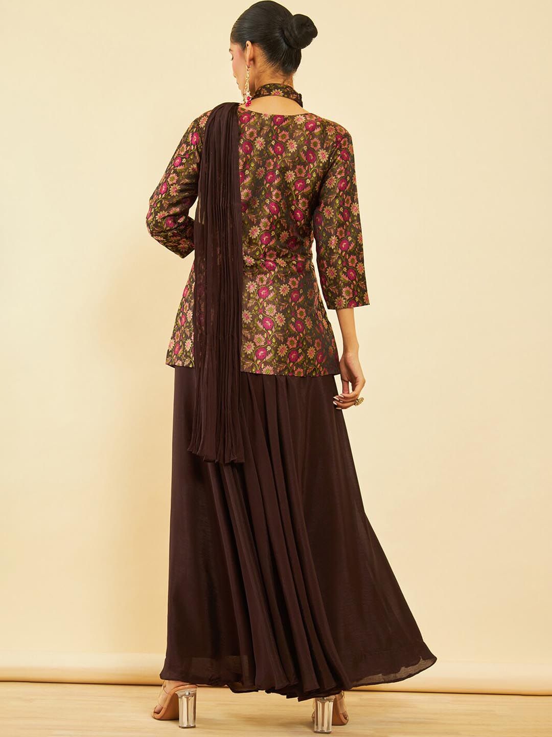Dhiyona SO Women's Alina Cut Floral Printed Regular Kurti With Skirt & Dupatta