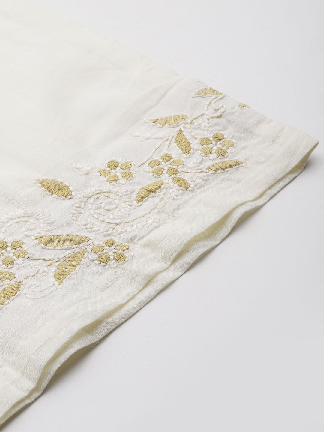 Floral Embroidered Thread Work Pure Cotton Kurti with Trousers