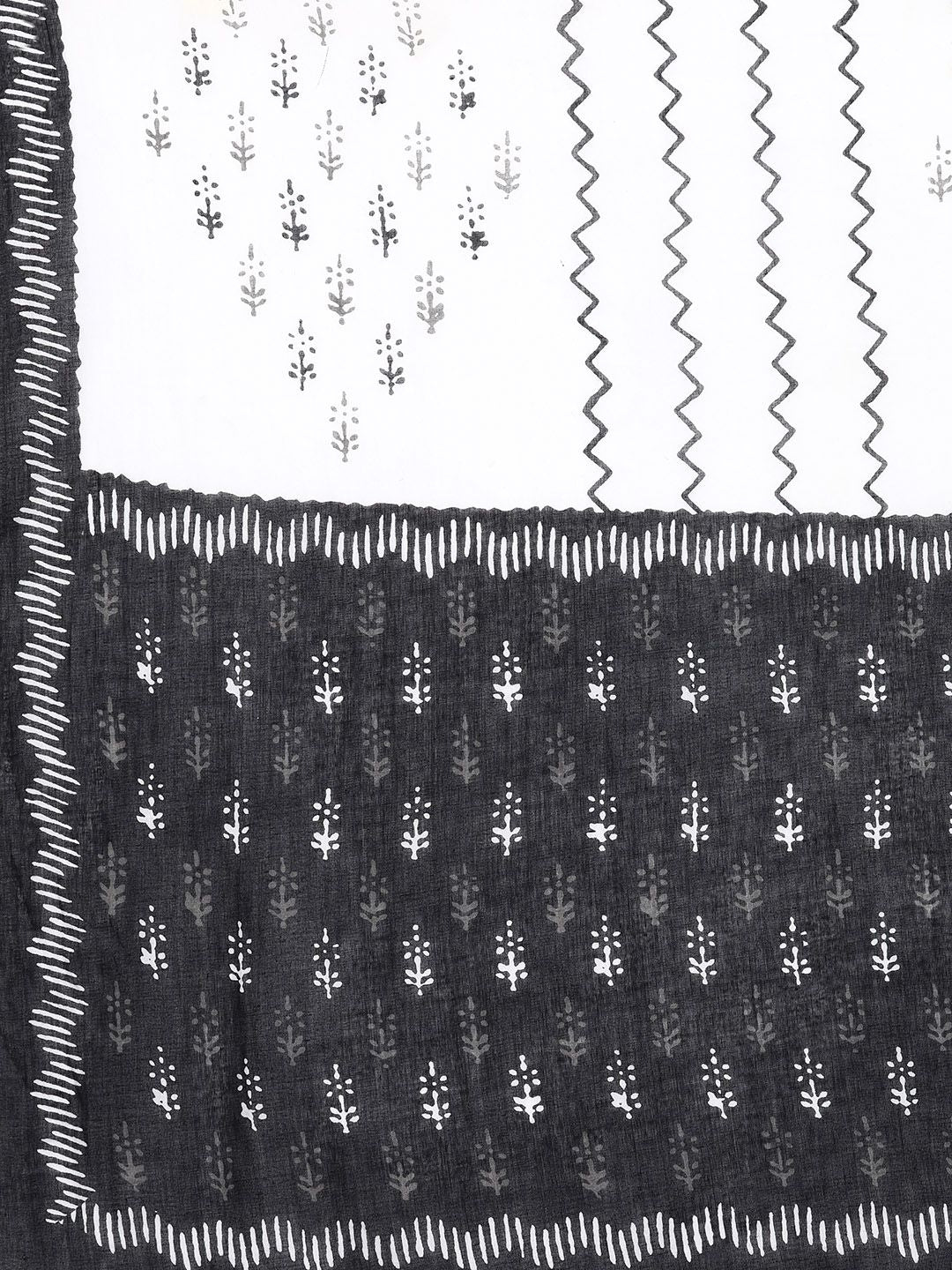 Dhiyona VA Women's Black Ethnic Motifs Printed Pure Cotton Kurta with Trousers & Dupatta
