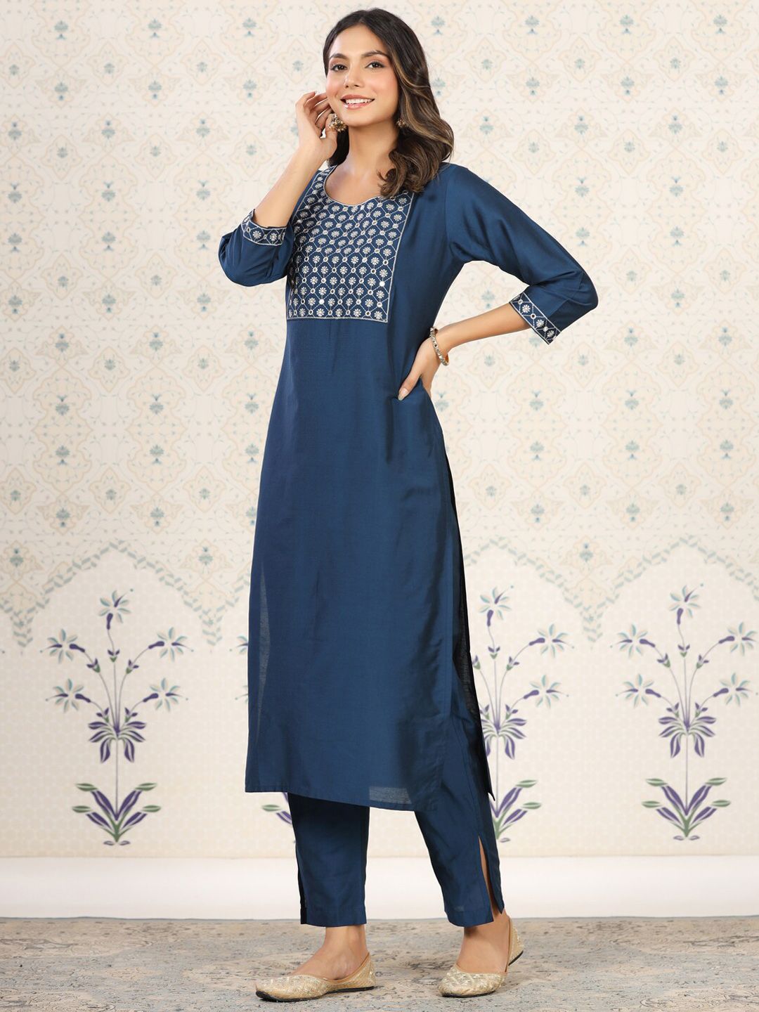 Dhiyona OD Ethnic Motifs Yoke Design Mirror Work Kurta