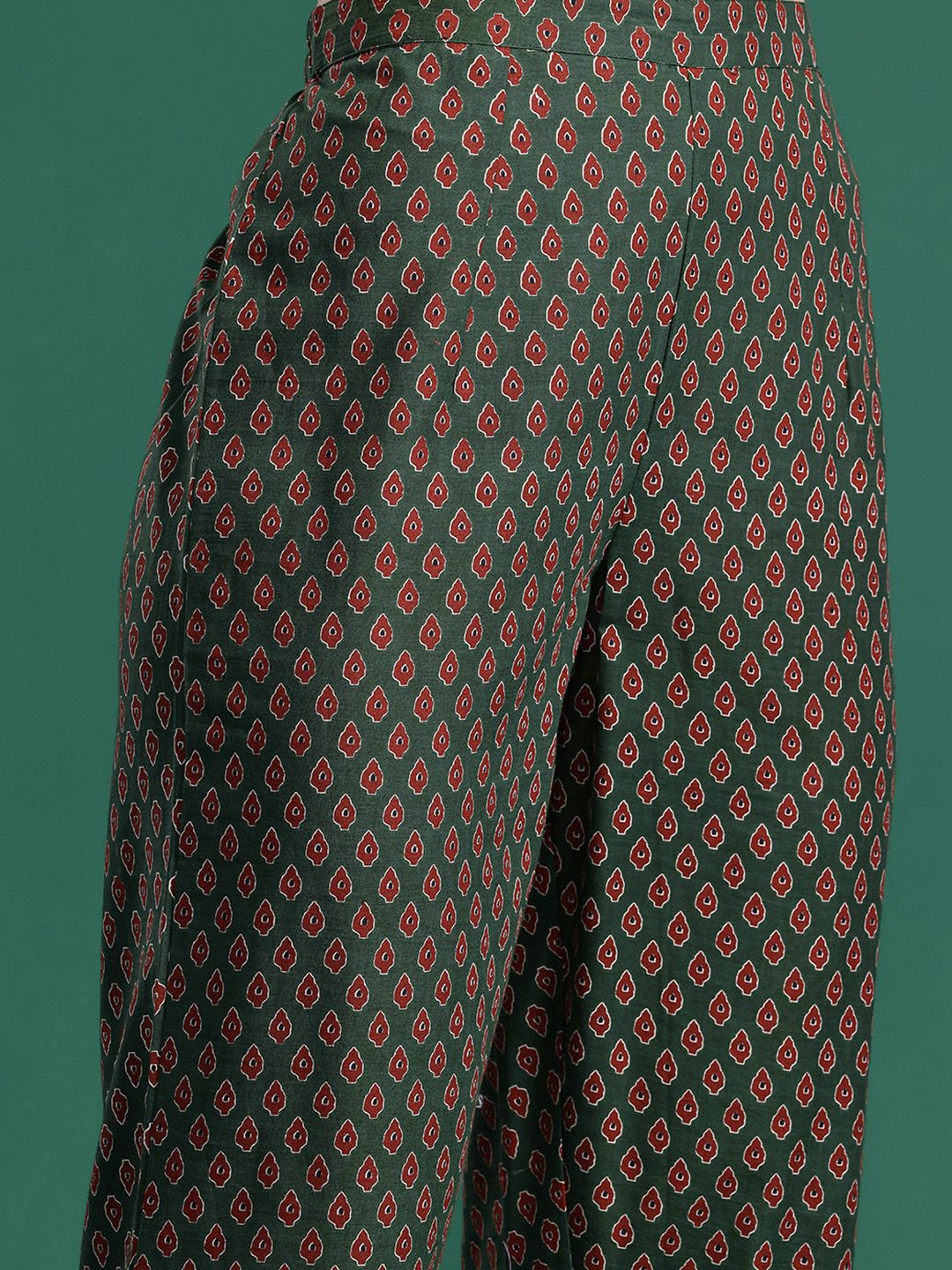 Dhiyona IE Ethnic Motifs Printed Pure Cotton Kurta with Trousers