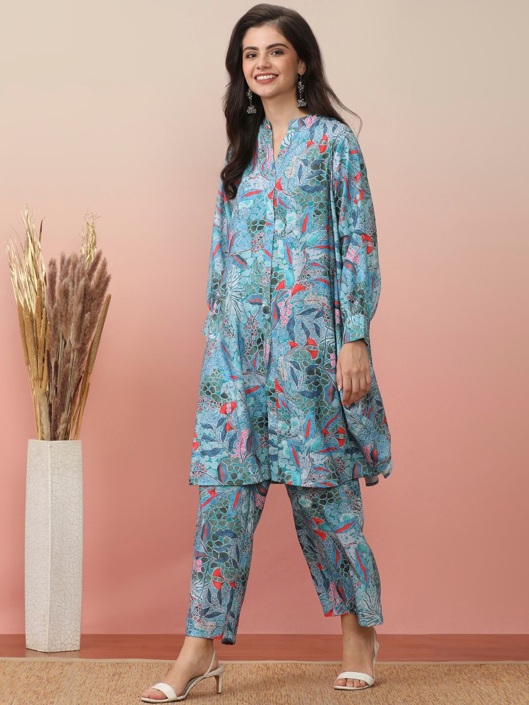 Dhiyona VA Women'sFloral Printed Kurta With Trouser