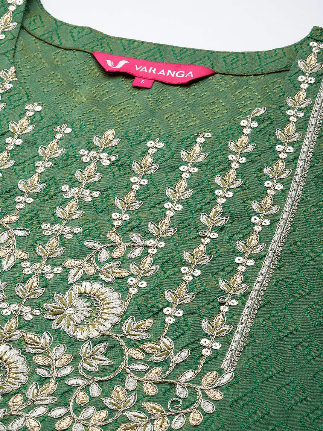 Dhiyona VA Women's Ethnic Motifs Embroidered Kurta with Trousers & With Dupatta