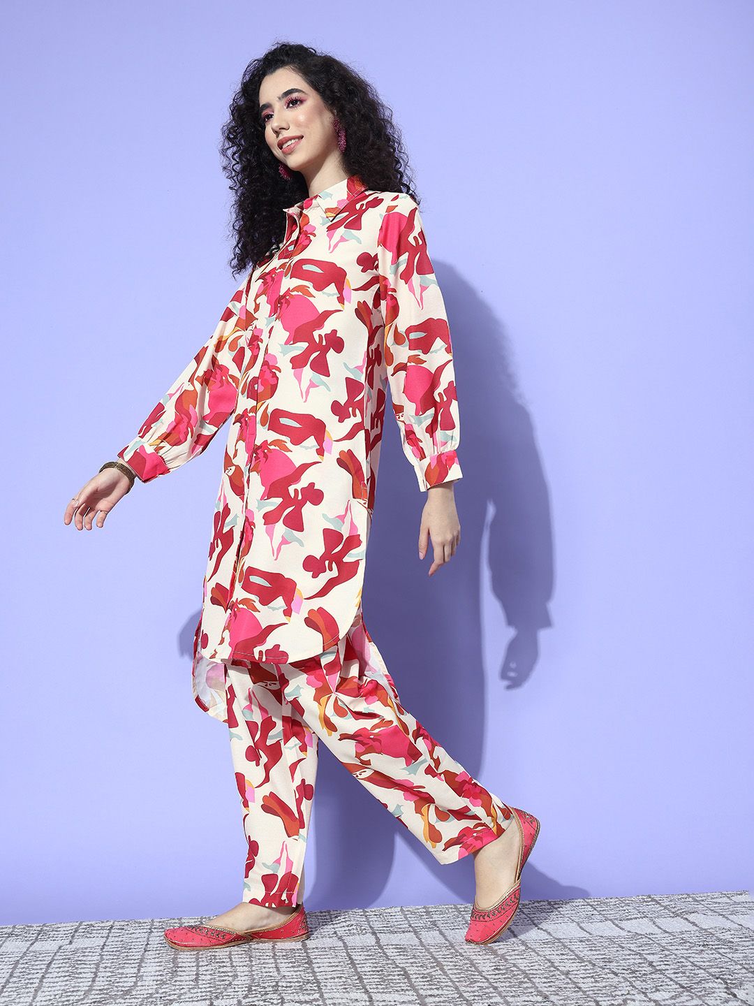 Dhiyona VA Women's Printed Regular Kurta with Trousers