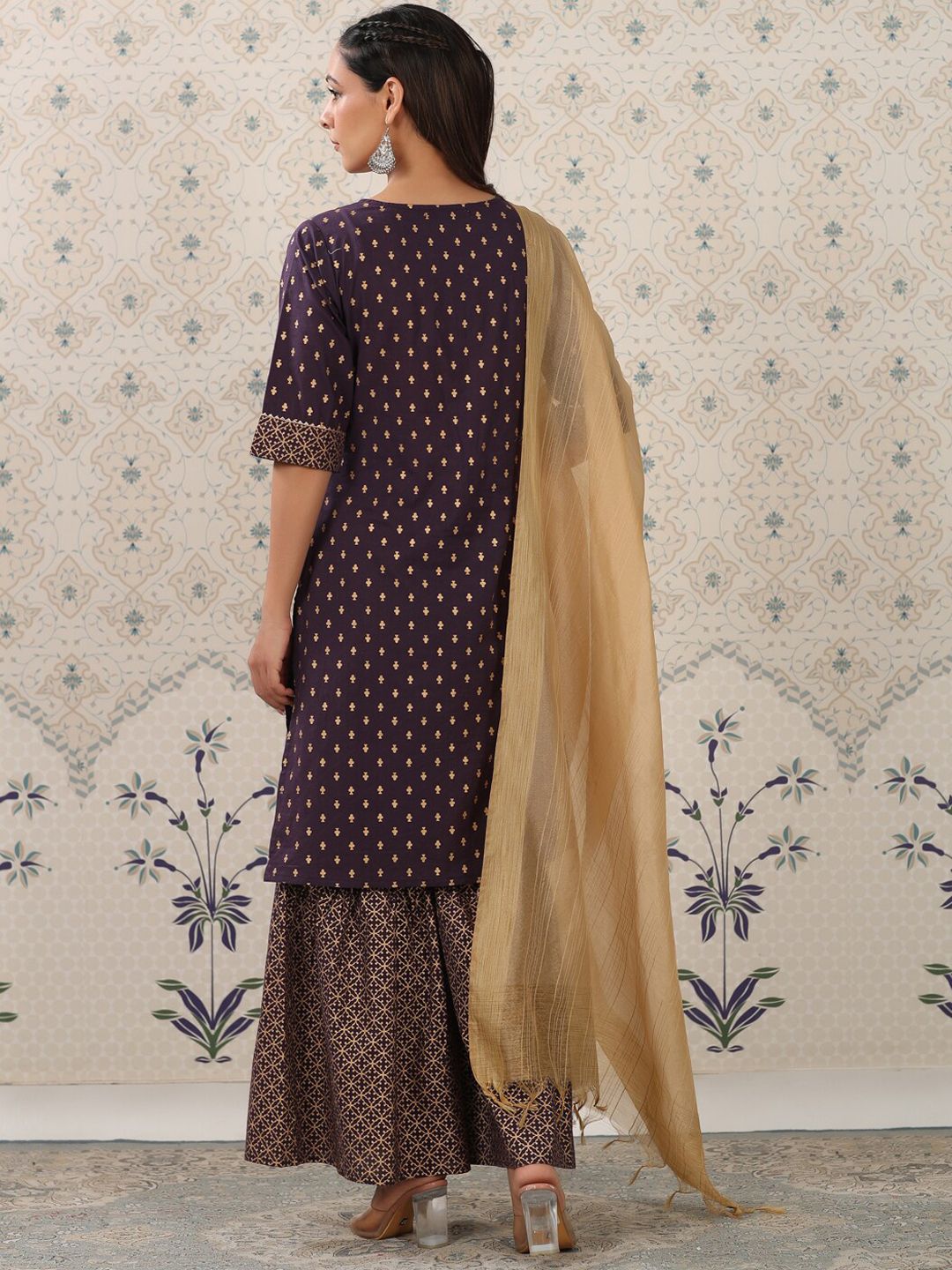 Dhiyona OD Ethnic Motifs Printed Regular Gotta Patti Pure Cotton Kurta with