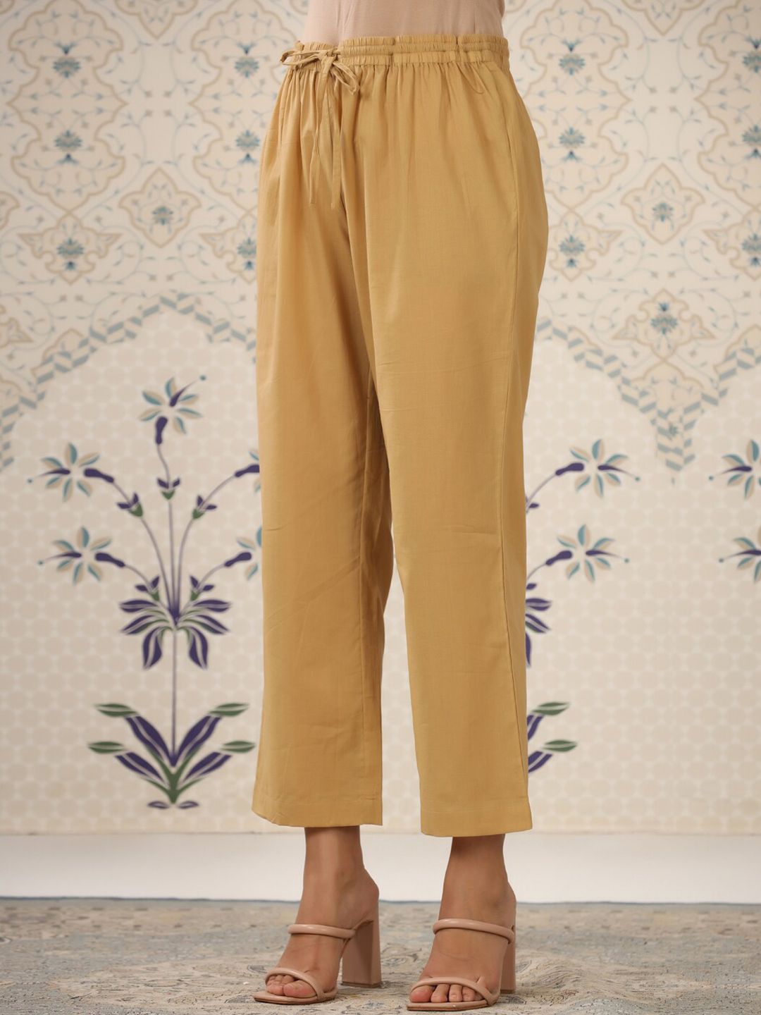 Dhiyona OD Lime Green & Beige Printed V Neck Kurta With Palazzos