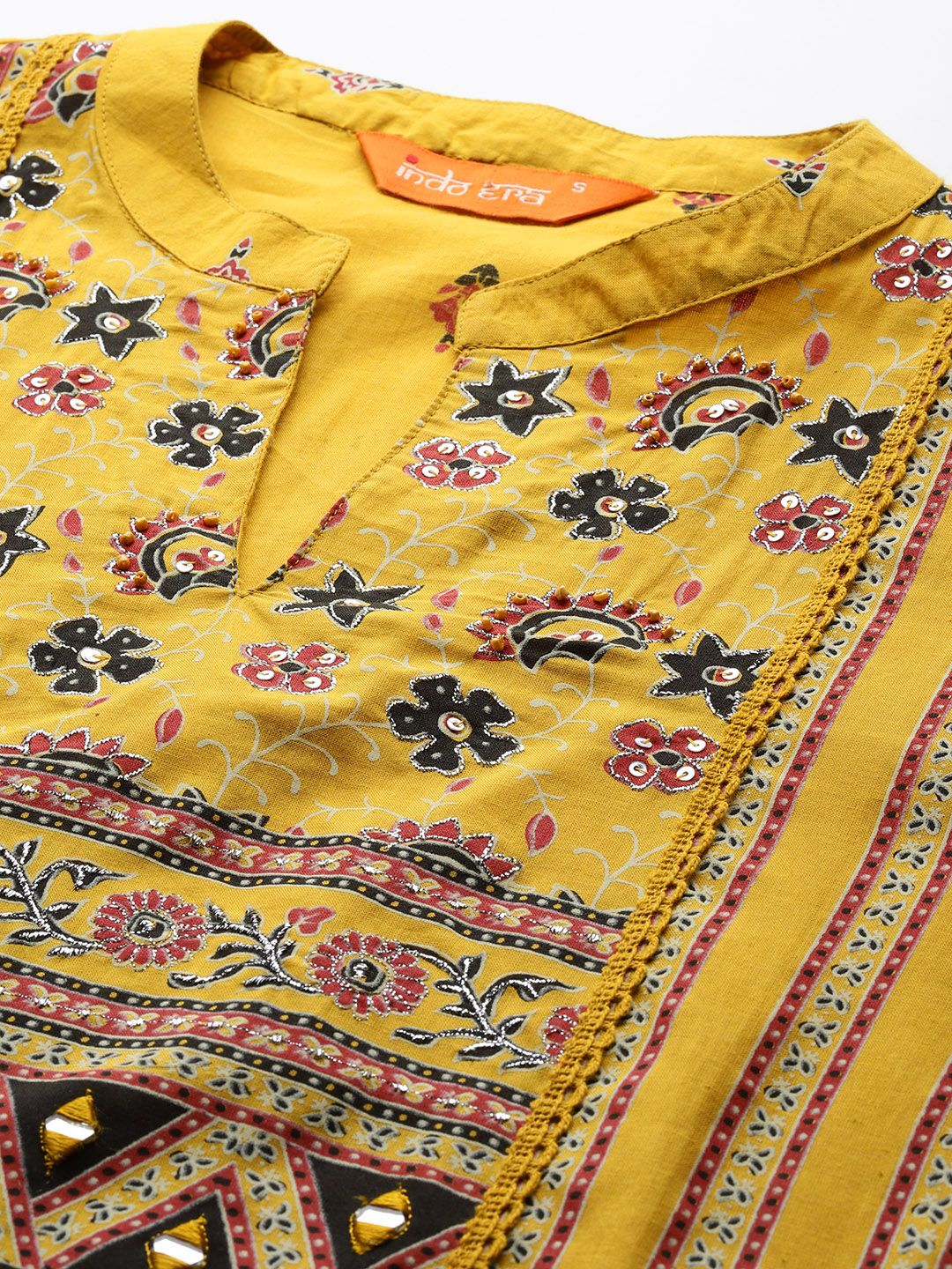 Dhiyona IE Ethnic Motifs Printed Pure Cotton Kurta with Trousers & Dupatta