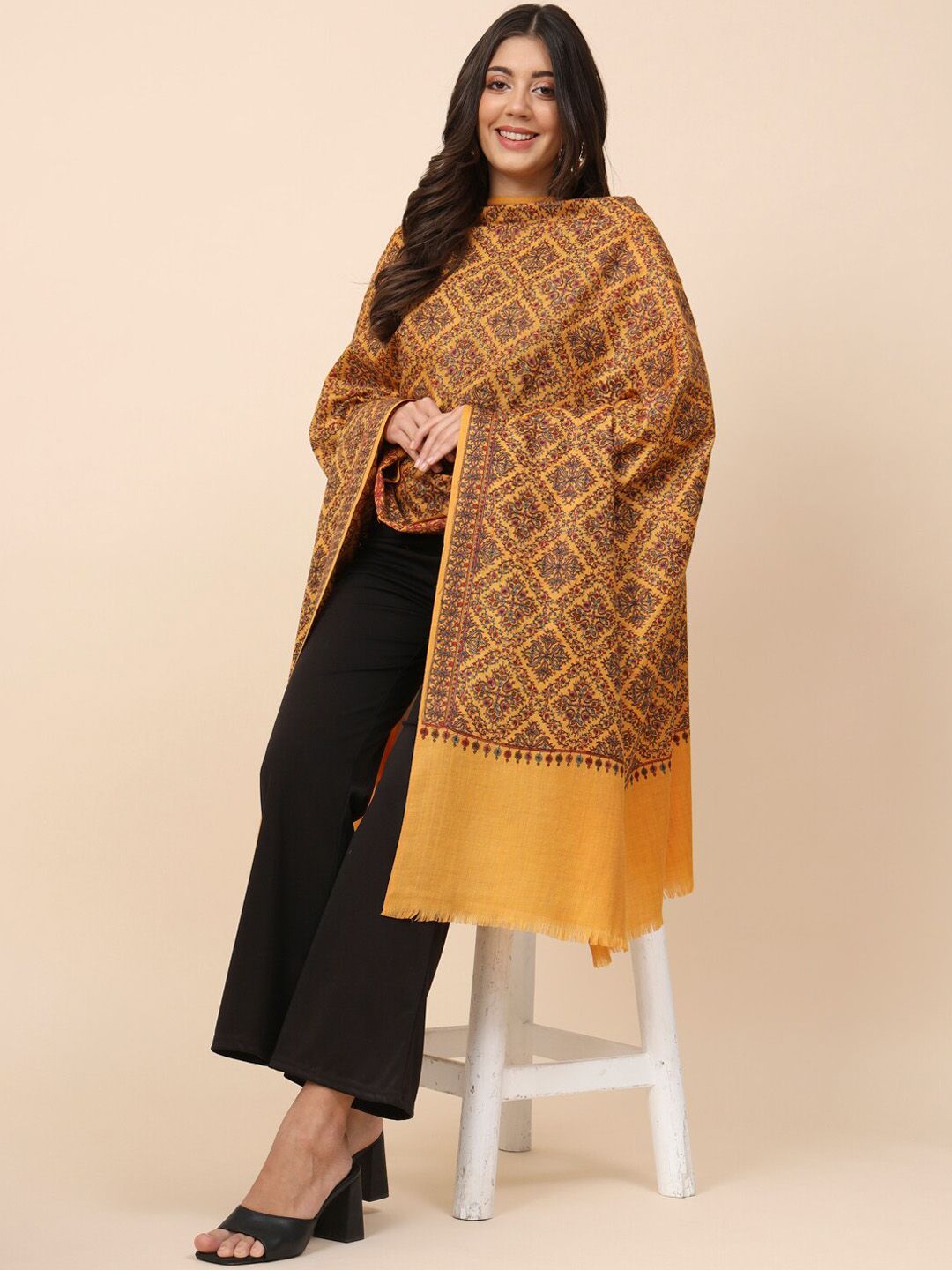 Dhiyona PA Floral Embroidered Pure Wool Shawl