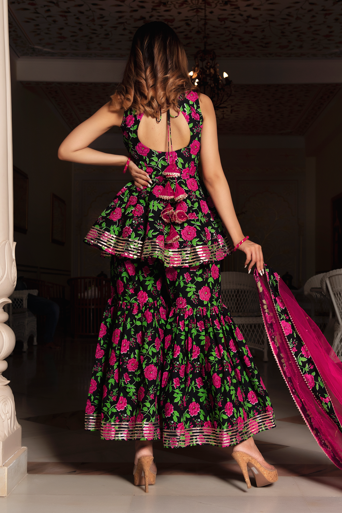 Gulmohar Cotton Hand Block Sharara Set