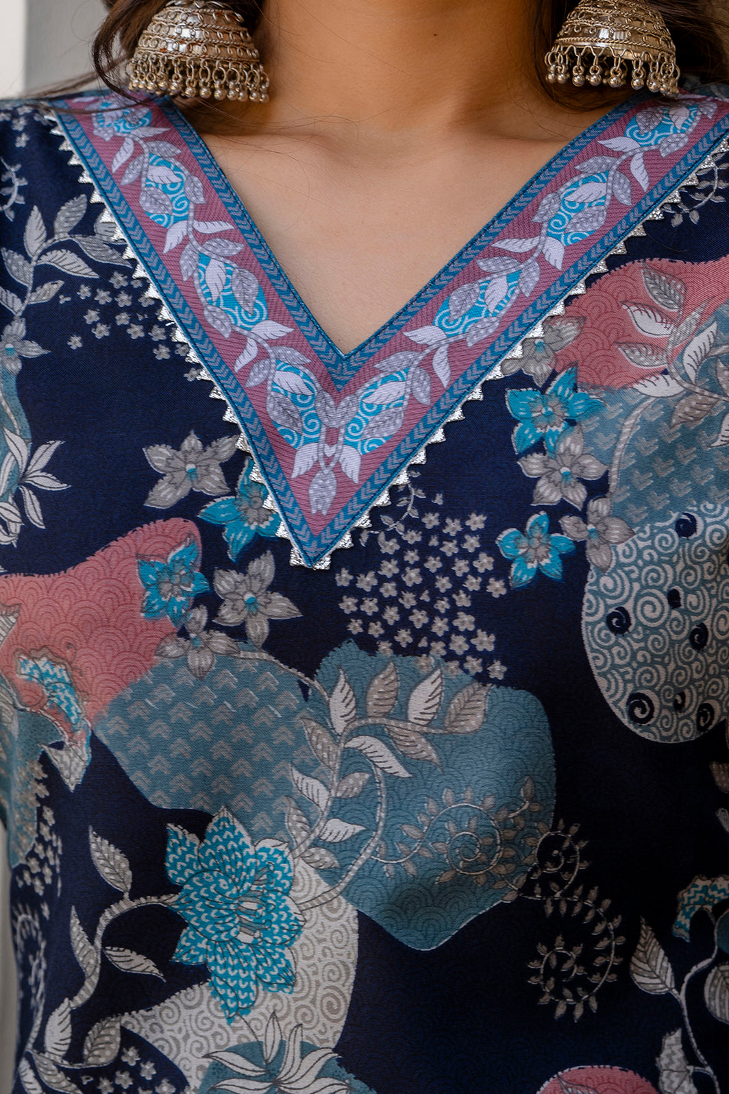 Women Viscose Blue A-Line Kurta And Pant Set With Dupatta