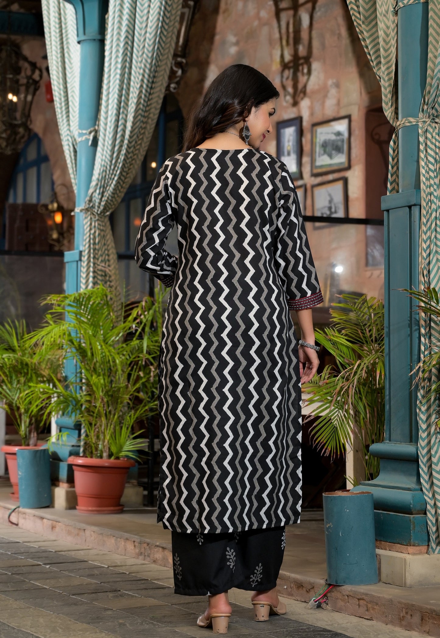 Women Black Kurta And Pant Set With Dupatta