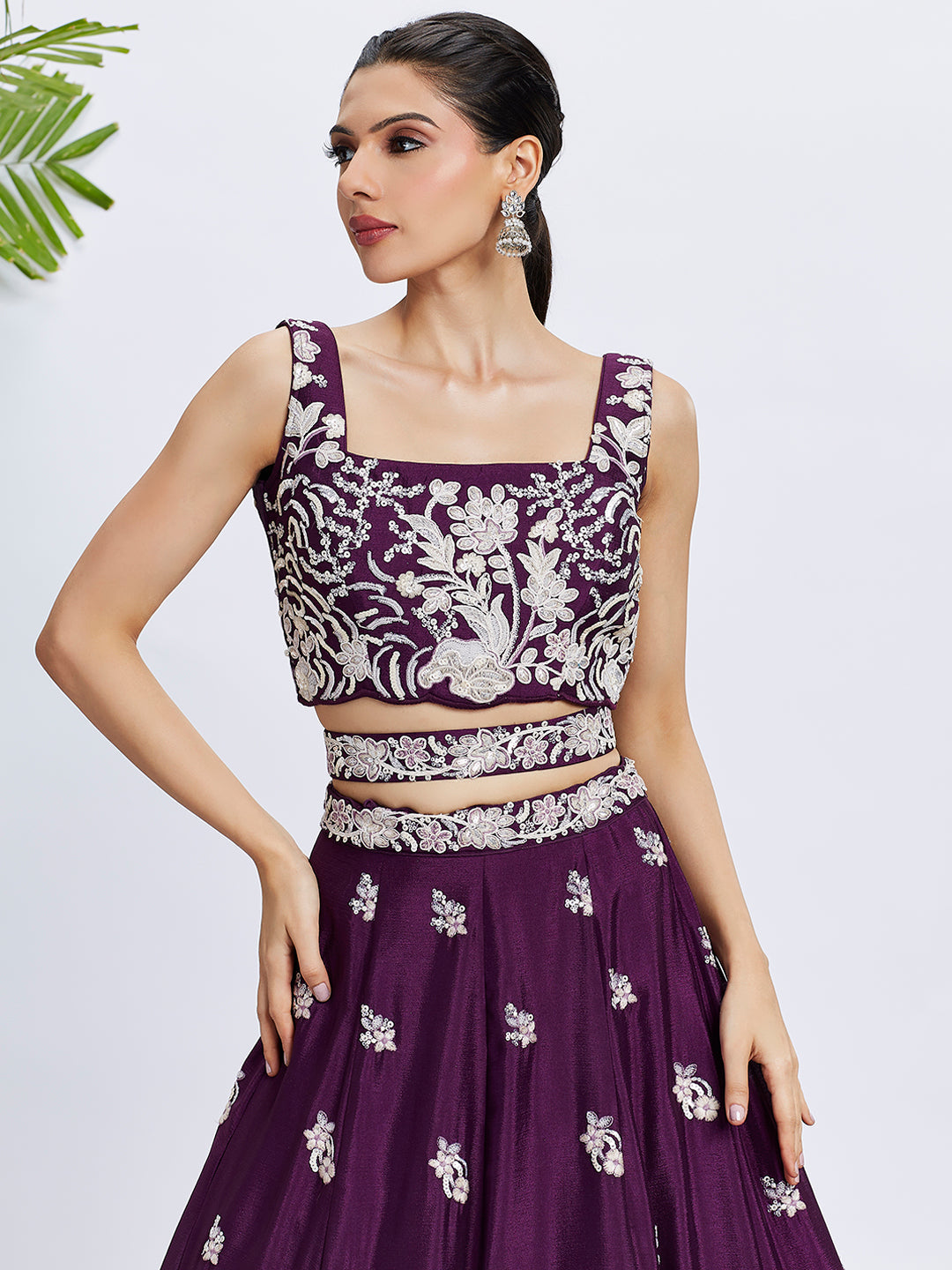 Women Purple Pure Georgette Sequins and thread embroidery Lehenga choli & Dupatta