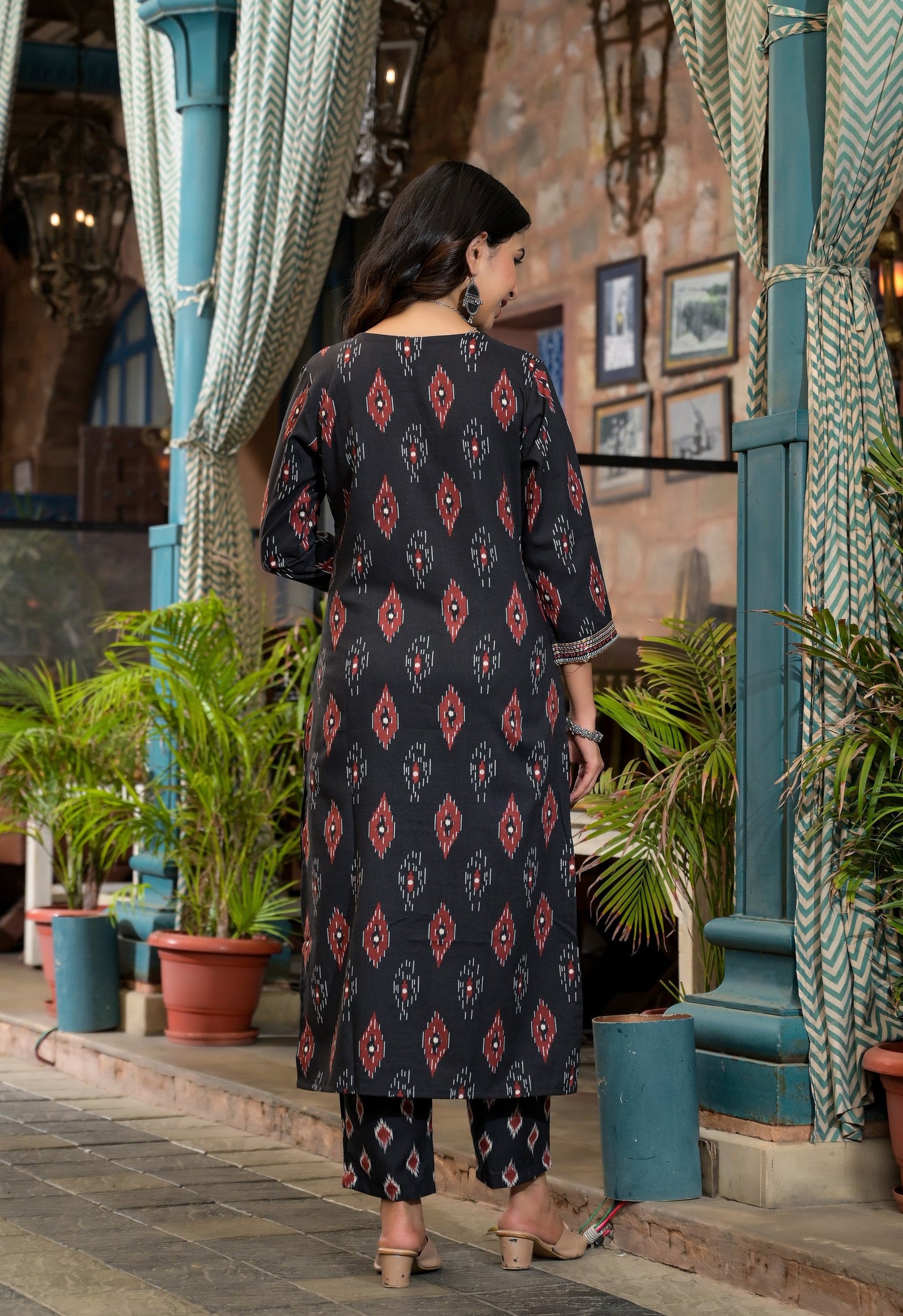 Women Black Embroidery Viscose Rayon Kurta, Pant And Dupatta Set