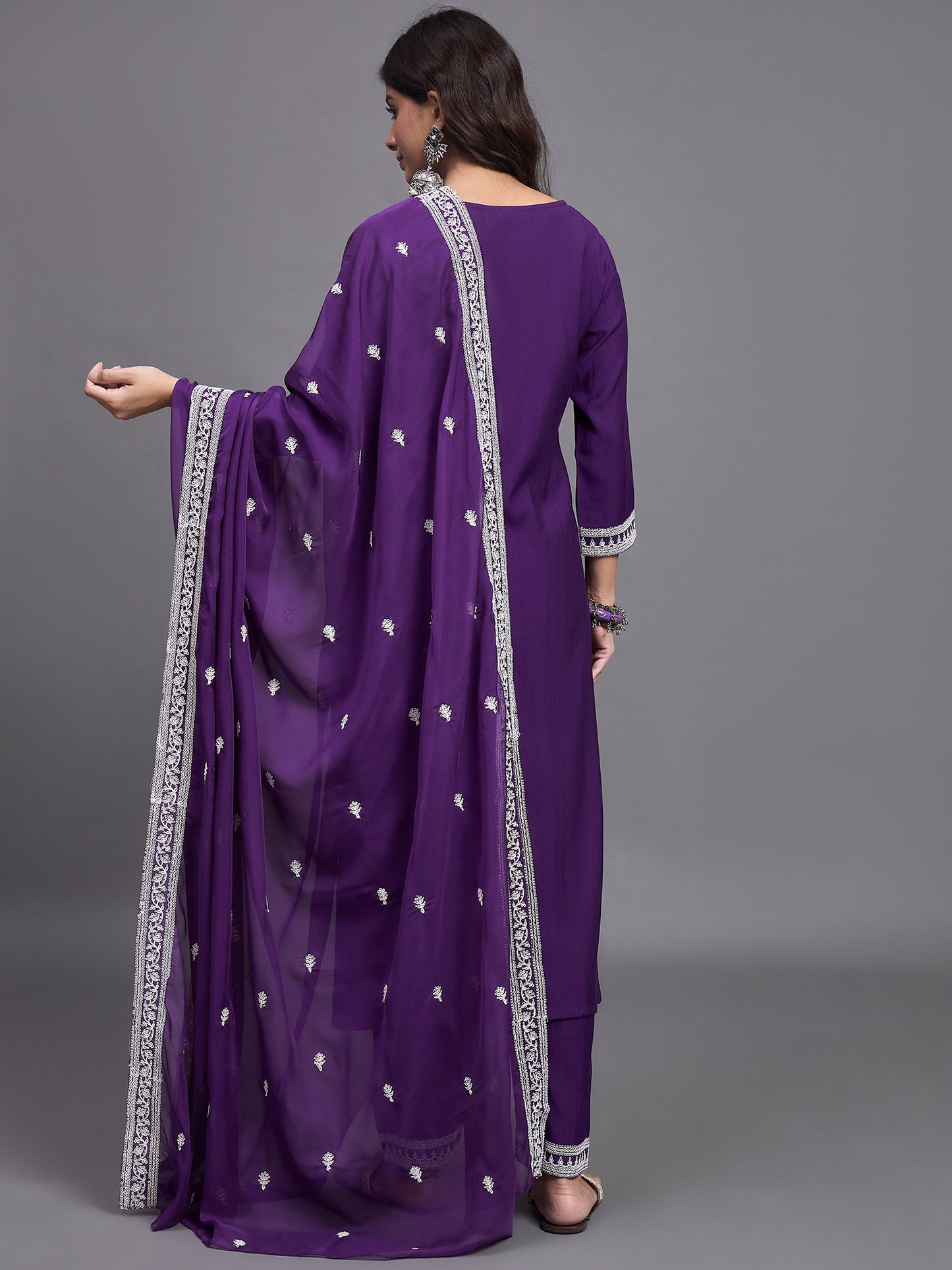 Women Embroidery A-Line Kurta And Pant set with Dupatta