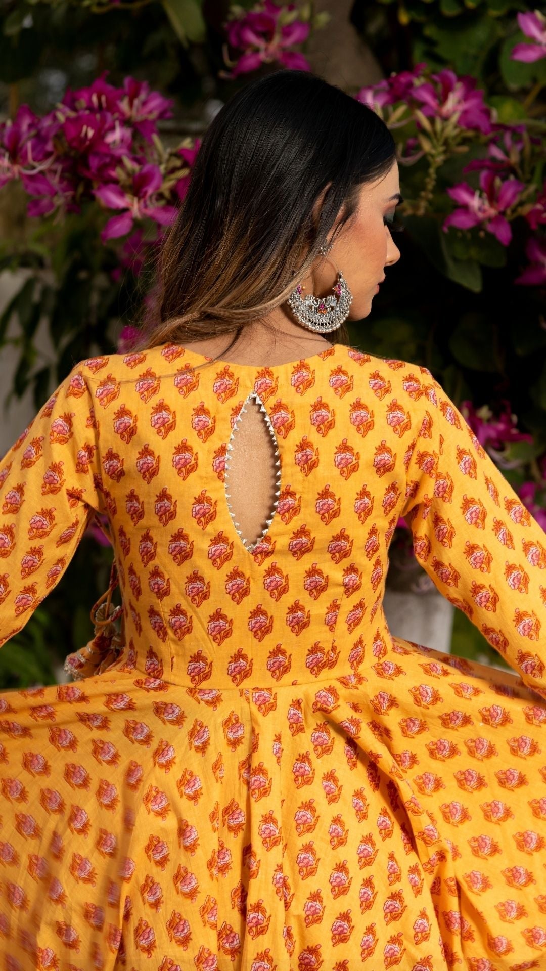 Mehar Light Brown Hand Block Angrakha Set