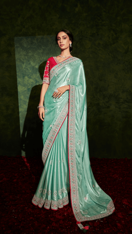 Dhiyona KM Women Blue Pure Georgette Saree