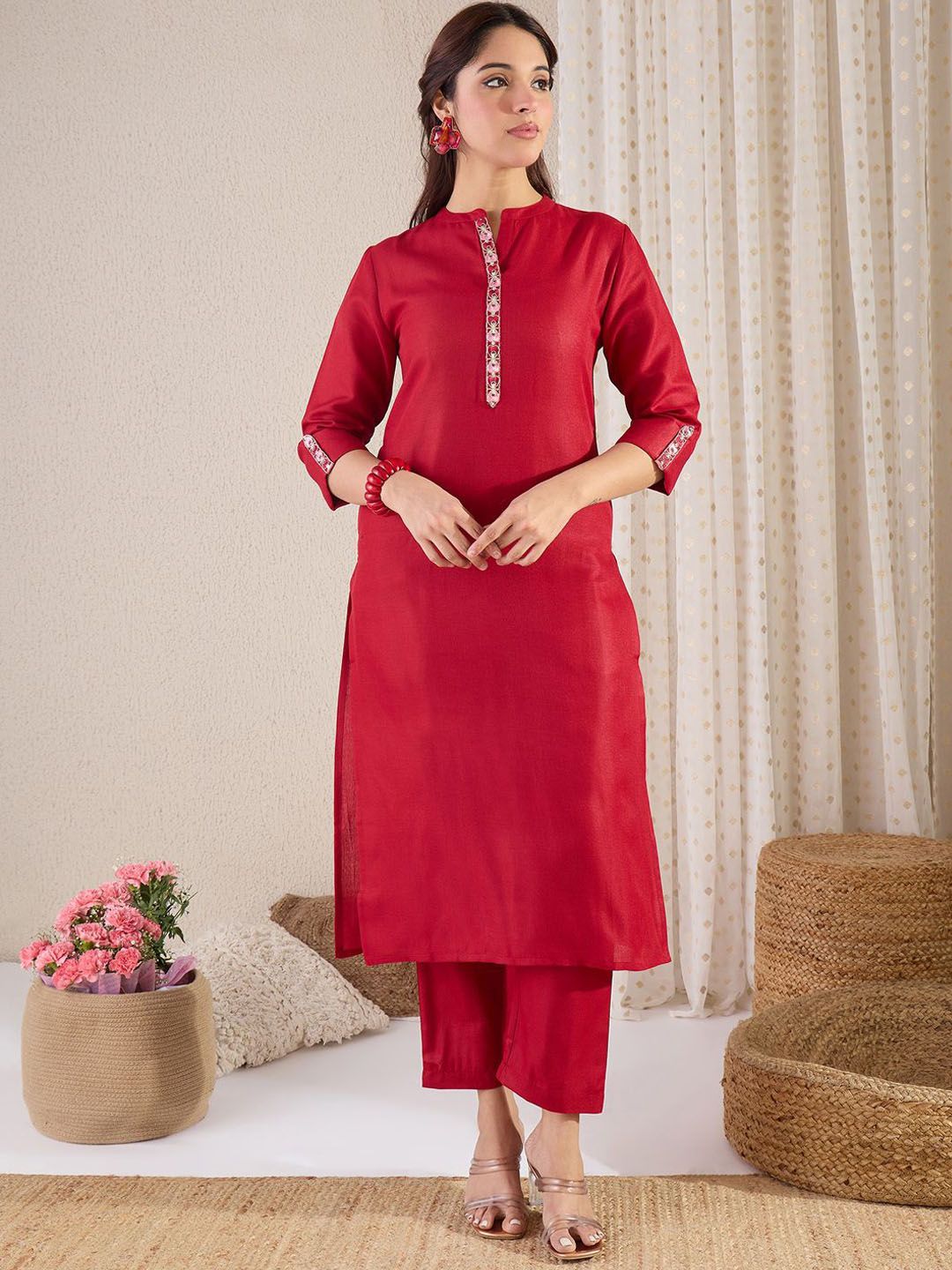 Dhiyona IE Straight Kurta With Trouser & Dupatta