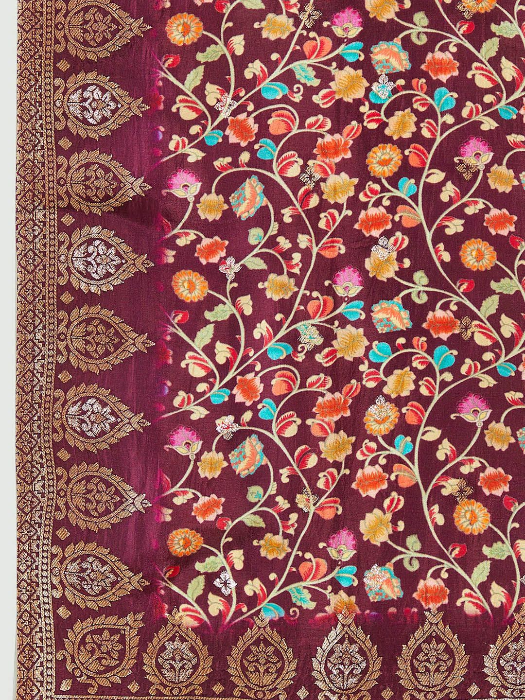 Dhiyona SO Women's Ethnic Motifs Embroidered Sequinned Detail Straight Kurta & Trousers With Dupatta