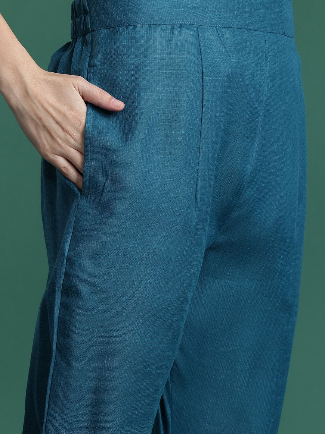 Dhiyona IE Embroidered Pure Cotton Kurta with Trousers & Dupatta