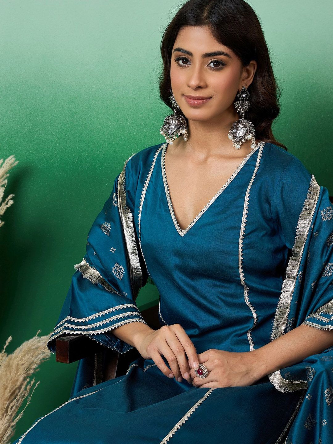 Dhiyona SN Women's Striaght Kurta With Pant & Printed Dupatta