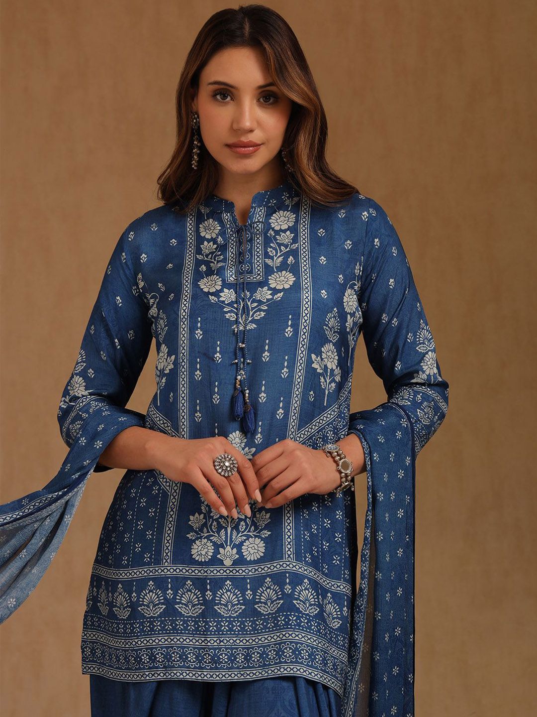 Dhiyona SO Women's Women Ethnic Motifs Printed Kurta with Dhoti Pants & Dupatta