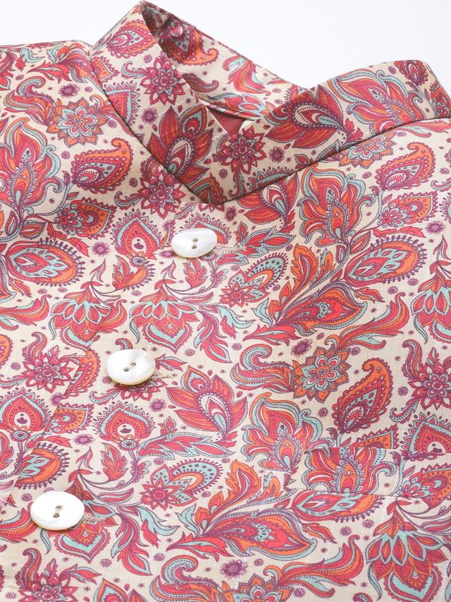 Men's MulticolorBasePink Silk Blend Straight Jodhpuri