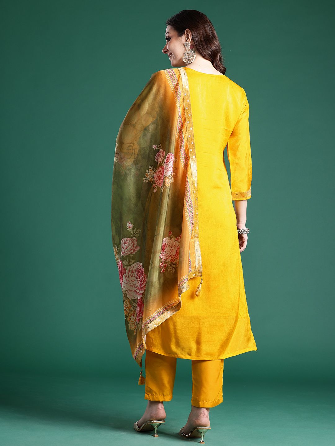 Ethnic Motifs Regular Kurta with Trousers & Dupatta