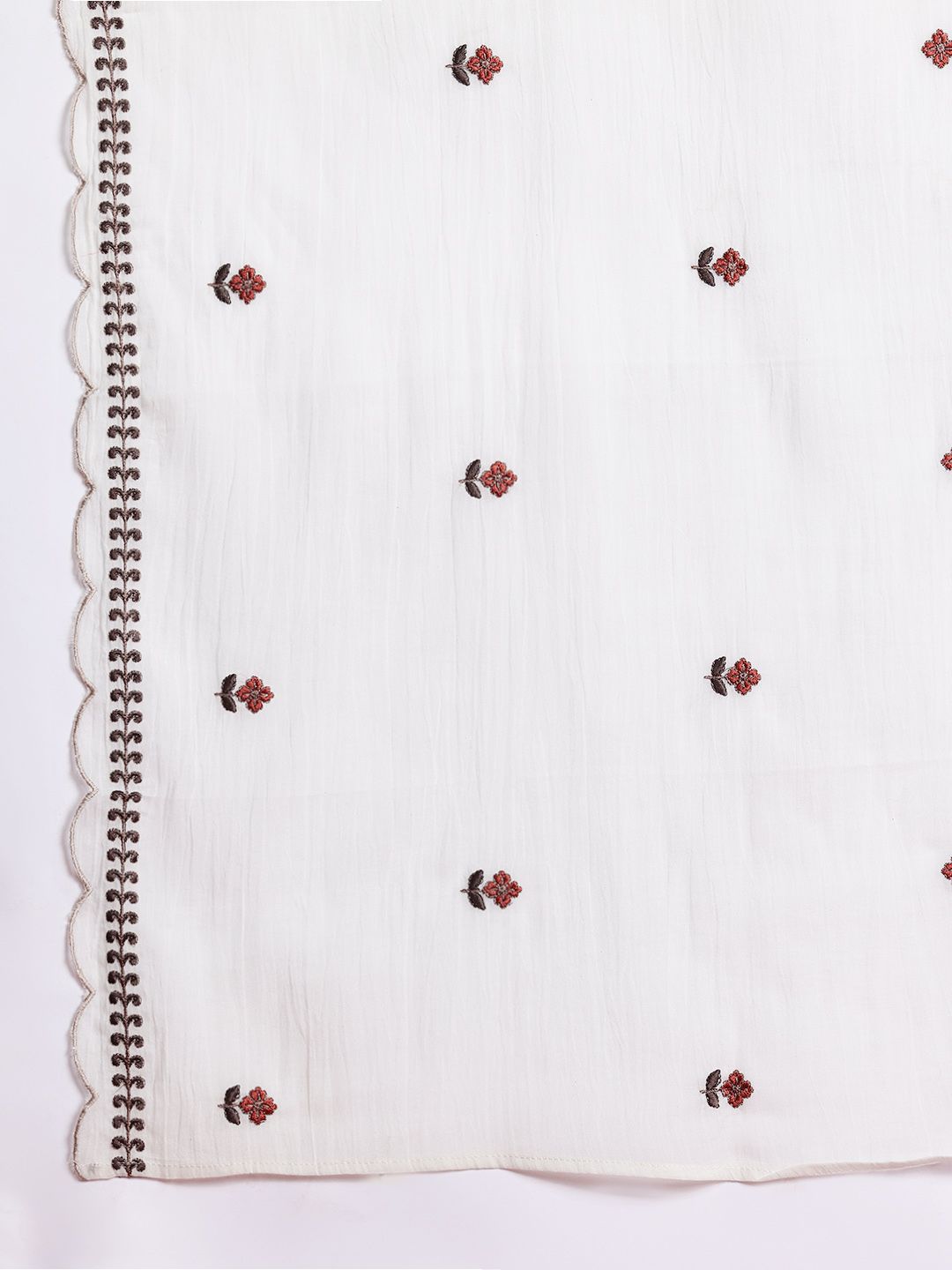 Dhiyona IE Floral Embroidered Thread Work Pure Cotton Kurta with Trousers & With Dupatta